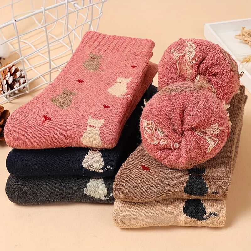 Autumn/Winter Cat themed Socks (5 pairs)
