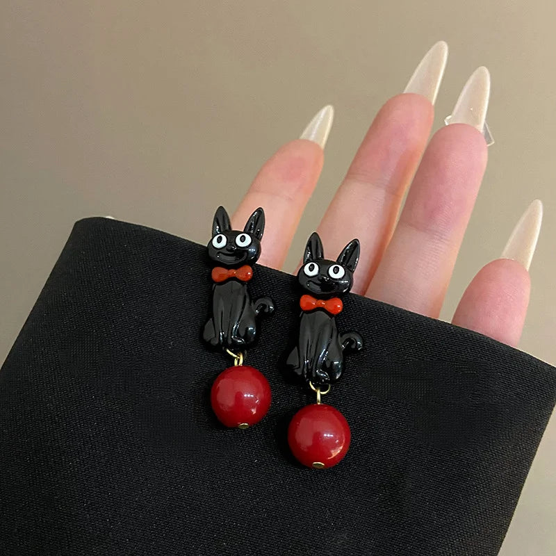 Sweet and Cool Black Cat Earrings