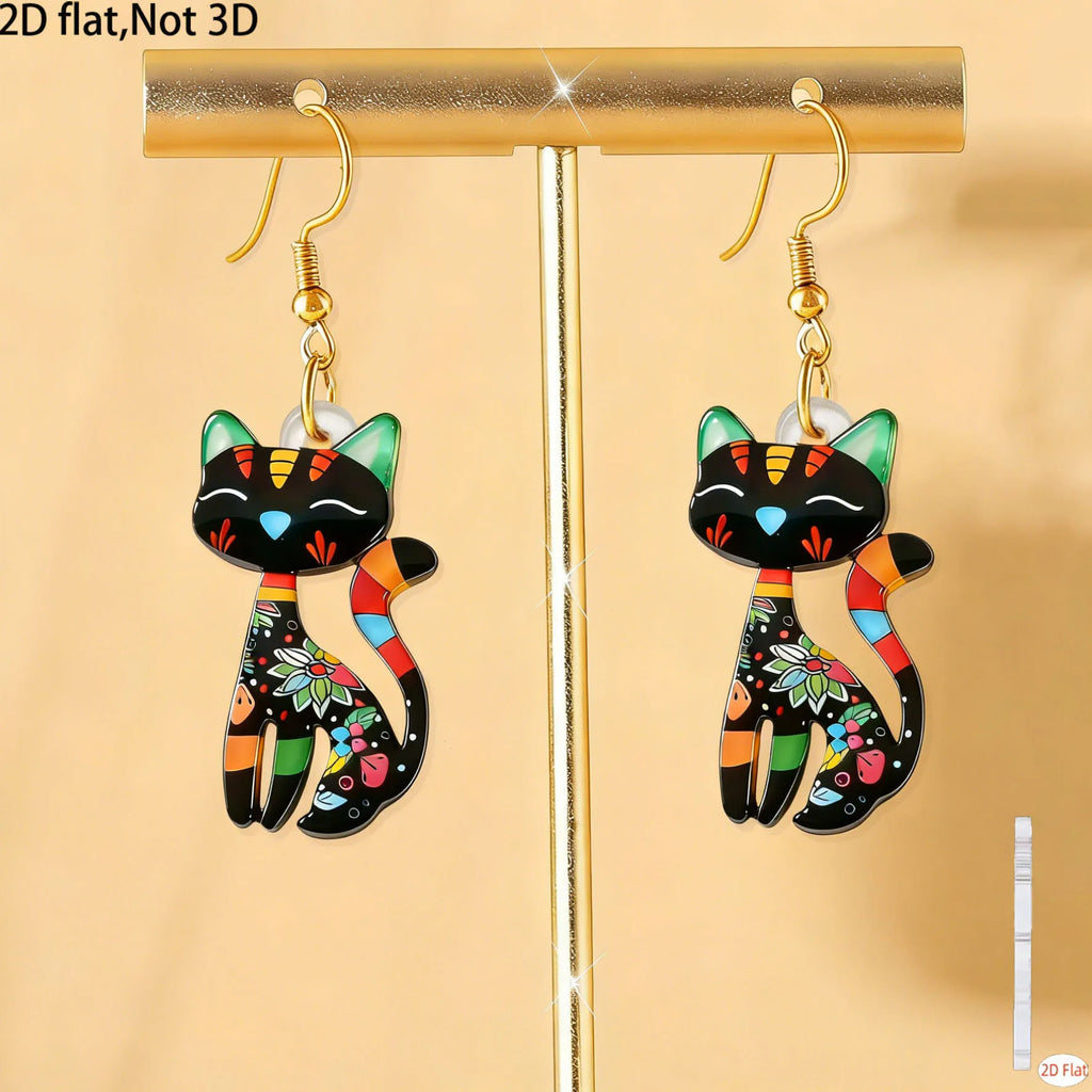 Cute Colorful Cat Design Earrings