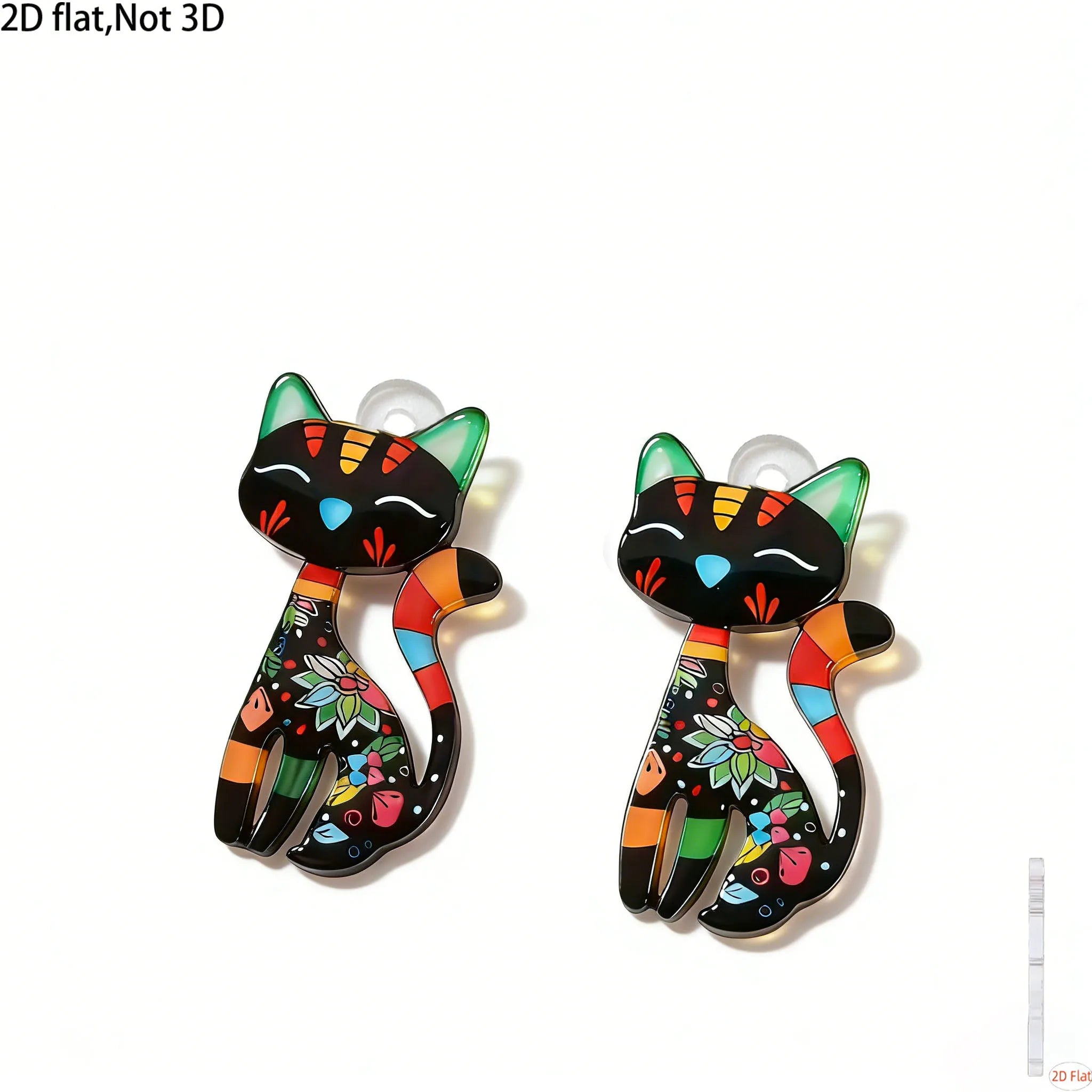 Cute Colorful Cat Design Earrings