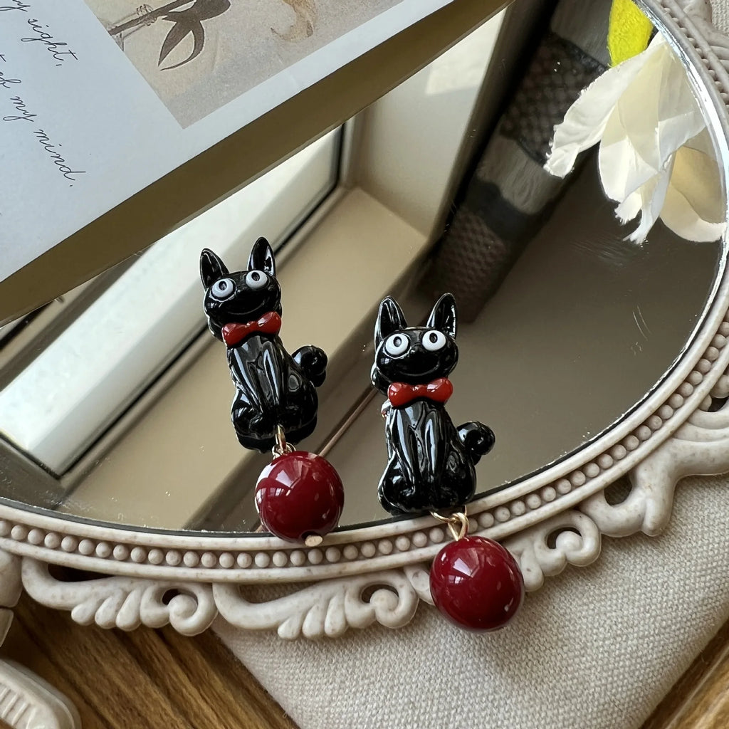 Sweet and Cool Black Cat Earrings