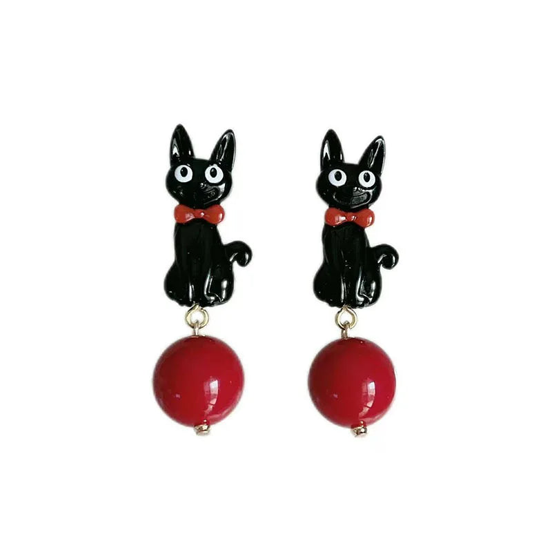 Sweet and Cool Black Cat Earrings