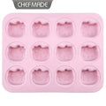 Pink silicone mold with cat face designs on a white background, branded 'CHEFMADE'.